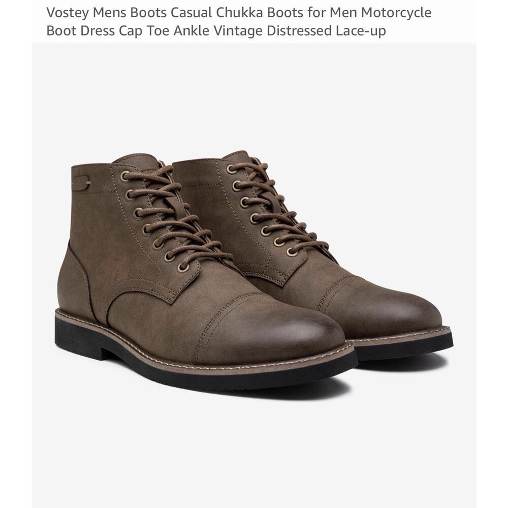 Vostey Men's Casual Hiking Boots In Brown Size 9 New In Box